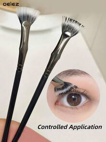 折叠式斜角扇形睫毛刷，2026升级版睫毛膏扇形刷，斜角扇形睫毛刷，不结块，纤长睫毛化妆工具 - 黑色 - 查看 1