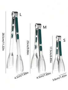 1 件装耐热防滑不锈钢食品夹，适用于肉类、沙拉、面包、烧烤、自助餐和烹饪，必备厨房工具 - 彩色 - 查看 9