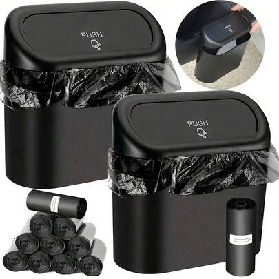 Cubo de basura para coche ahorra espacio, cubo de basura para coche impermeable con tapa, caja de almacenamiento de plástico, cubo de basura colgante para coche, accesorio de almacenamiento interior portátil para coche, necesidad para el coche