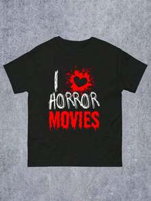 Horror Movie Fan - I Love Horror Movies T-Shirt Cotton T Shirt Men Crew Neck Short Sleeve Casual T-Shirt - 黑色 - 查看 1