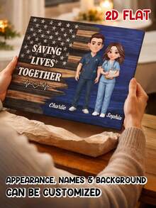 Catygift Customized Canvas Art, Medical Professional Artwork, Personalized Medical Gift, Saving Lives Together, Gift For Nurses And Doctors, Customized Name Background - As Shown - View 3