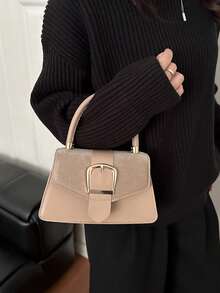 New Fashionable Minimalist Korean Style Contrast Color Casual Shoulder Crossbody Bag - Khaki - View 5