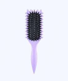 Curl Defining Brush, Curly Hair Brush For Curls Waves & Coils, Define, Volumize, Detangle Women Girls Curls, Reduce Hair Pulling Frizz, Fun Cat-Head Design, 1PCS - 紫羅蘭色 - 查看 1