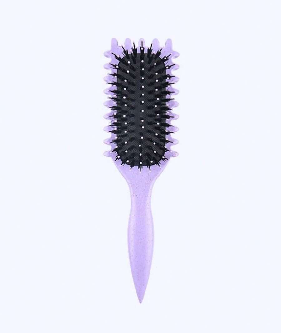 Curl Defining Brush, Curly Hair Brush For Curls Waves & Coils, Define, Volumize, Detangle Women Girls Curls, Reduce Hair Pulling Frizz, Fun Cat-Head Design, 1PCS - 紫羅蘭色 - 查看 1