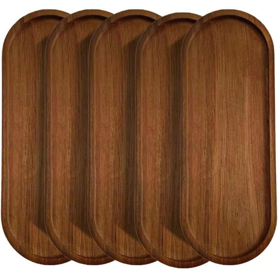 1/2/3 Peças Bandejas de Jacarandá, Travessas de Serviço, Pratos Decorativos, Bandejas de Madeira Multiuso, Bandeja de Café, Bandeja de Banheiro, Suporte Rústico para Sabonete, Para Decoração Doméstica, Mesa, Armazenamento de Cozinha, Adequado para Dia dos Namorados, Reuniões - Marrom - Visão 1