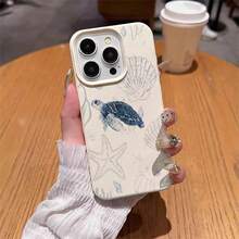 1pc TPU Material Light Blue Ocean Style Healing Sea Turtle & Shell Pattern Phone Case Compatible With Iphone 17 Pro Max/17/16 Pro Max/15/13/12/11, S20 FE/A15/S24/A55, Note 11/Note 12/Note 13 Pro, Full Coverage Anti-Drop Soft Protective Phone Cover - White - View 4