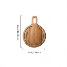 1pc Round Wooden Bread/Cutting Board, Steak Platter, Cake Stand, Fruit & Dessert Serving Tray - Brown - View 9