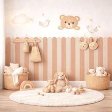 Multi-Color Vertical Striped Curved Wallpaper, Suitable For Children's Room, Living Room And Other Home Decor, Waterproof Self-Adhesive, Can Be Directly Pasted - Multicolor - View 6