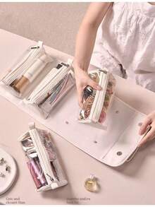 High-Quality Toiletry & Makeup Organizer Bag, Portable 4-In-1 Large Capacity Detachable Travel Cosmetic Bag - Multicolor - View 11