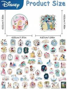 60pcs Disney Princess Stickers Mermaid Ariel Snow White Jasmine Princess Decals For Phone Laptop Suitcase Scrapbook Helmet Guitar Cartoon Graffiti Stickers - A - View 11