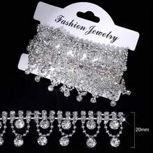 Ducrystal 90/Yard cristal brillo cinta de diamantes de imitación motivo de cristal cadena de diamantes de imitación ropa, ropa, zapatos, vestido FGJY - 20 mm transparente - Ver 4