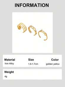 1set Of 3 Adjustable Toe Rings - Yellow Gold - View 6
