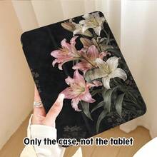 1 件装花卉图案翻盖平板电脑保护套，带笔槽、720 度旋转支架、PU 皮革材质，具备自动休眠/唤醒功能，适用于华为、荣耀、苹果等平板电脑品牌，适合返校季、情人节等场合。 - 彩色 - 查看 4