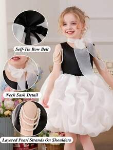 Đầm dạ hội màu trắng lưới đính ngọc trai thanh lịch cho bé gái, đầm công chúa, đầm đen, thích hợp cho tiệc sinh nhật, tiệc chiêu đãi, váy phù dâu đám cưới, váy tốt nghiệp, dạo chơi thường ngày. - màu đen - Xem 9