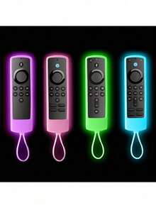 1 Piece Vibrant Glow-In-The-Dark Silicone Remote Control Case For FireStick Streaming Device - Compatible With 4K, 4K Max Lite, Cube | Includes Neon Hanging Rope | Compatibility | Battery-Free Design Enhances Device Visibility | Fun Accessory | Durable Silicone - 1 Piece - Pink - View 1