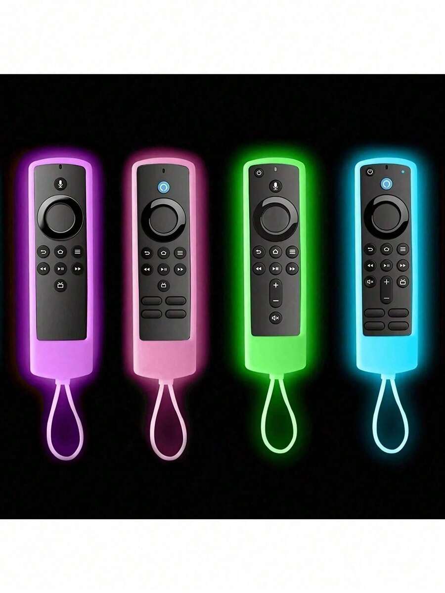 1 Piece Vibrant Glow-In-The-Dark Silicone Remote Control Case For FireStick Streaming Device - Compatible With 4K, 4K Max Lite, Cube | Includes Neon Hanging Rope | Compatibility | Battery-Free Design Enhances Device Visibility | Fun Accessory | Durable Silicone - 1 Piece - Pink - View 1