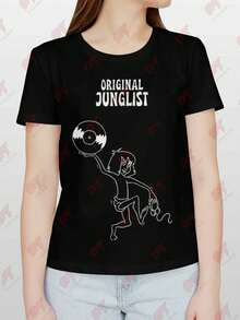 Original Junglist Raver DNB Drum And Bass T-Shirt - Black - View 1