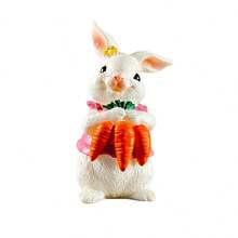 Easter Bunny Ornaments Resin Holding Carrot/Egg Rabbit Figurine Desktop Decorations For Living Room Home Holiday - Pink - View 4