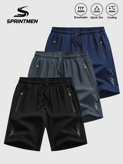 1pc Men's Lightweight Black Sports Shorts, Elastic Waist With Drawstring, Running Workout Shorts, Soft Fabric, Machine Washable, Summer Men's Running Training, Outdoor Football Sports Boyfriend Style Shorts