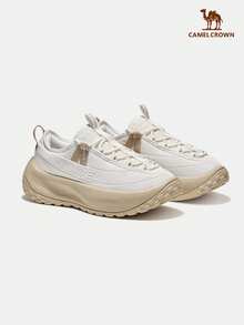 CAMEL CROWN 女士户外乐福鞋、运动鞋、秋季新款、透气跑步休闲鞋、慢跑运动鞋 - 象牙白卡其白 - 查看 3