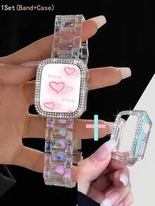 1 Bộ Dây đeo đồng hồ bằng nhựa và acrylic nhiều màu sắc + Vỏ đồng hồ rỗng, Phù hợp với 38/40/41/42/44/45/S11/10-42/S46mm | Dây đeo mỏng trong suốt, thiết kế nhẹ, phù hợp với Ultra/3/2/1/S11/10/9/8/7/6/5/4/3/2/1 Series | Phụ kiện đồng hồ thông minh, Dây đeo thể thao mùa xuân/hè, Dây đeo + Vỏ - Trong sáng - Xem 2