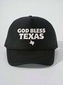 1顶Y2K刺绣“上帝保佑德克萨斯”网眼卡车帽，透气可调节高尔夫遮阳帽，男女夏季均适用 - 刺繡 - 查看 13