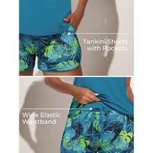 Tankini Swimsuits For Women 2026 Summer Blouson Two Piece Swimsuits Tummy Control Bathing Suit With Pockets Swim Shorts - 多色751 - 查看 3