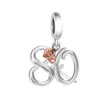 1 pieza Elegante colgante de plata de ley 925 con el número 80, adecuado como regalo de cumpleaños para hombres y mujeres - Plateado - Ver 3