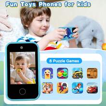 Children's Learning Toy Phone, Educational Game Phone, Including 26 Letter Learning, 8 Puzzle Game Functions, Silicone Shell, MP3 Player, Dual Cameras, Perfect Birthday Gift For Boys And Girls Aged 3-12 - Multicolor - View 8