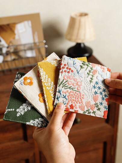 Embroidered Linen Cup Coasters, Household Dining Mats, Square Fabric Tea Table Coasters, Placemats, Heat Insulation Pads, Coffee Cup Mats, Tabletop Mats