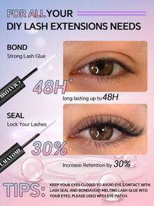 Eyelash Glue Tool Kit, Waterproof Eyelash Glue, Includes Eyelash Glue, Setting Liquid, Remover Liquid, Eyelash Tweezers, Sweat-Proof, Soft, Quick-Drying, Non-Irritating, Essential Eye Makeup Tools - Multicolor - View 5