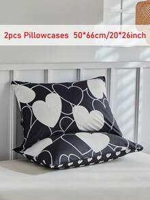 Bộ 2 vỏ gối trang trí in hình trái tim đen trắng, vỏ gối trang trí lãng mạn dễ thương cho ghế sofa, phù hợp cho mọi mùa, trang trí nhà cửa, mềm mại và thoáng khí, có thể giặt máy, món quà tuyệt vời, không bao gồm ruột gối. - Đen và trắng - Xem 14