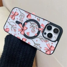 1 Stück, liebevolles Schmetterlingsknotenmuster, einfaches und stilvolles Handygehäuse, magnetische Absaugstruktur, Unterstützung für drahtloses Laden von  11/12/13/14/15/17/Air/Pro/Plus/Pro Max und Galaxy S22/S223/S84/S25/Ultra/FE/EDGE-Serien. Geeignet als Geschenk für Freunde oder Valentinstagsgeschenke. - Verschiedenfarbig - Übersicht 2