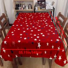 1pc Patriotic Red, Blue & White Tablecloth - Washable Polyester Table Cover For Kitchen, Dining, Parties - Easy-Clean Decor For Home, Restaurants, Independence Day, Birthdays - Durable Table Decoration - 彩色 - 查看 9