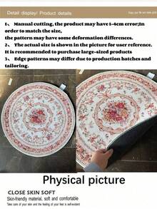 1pc Vintage Floral Round Area Rug, Rose Flower & Vine Pattern, Elegant & Cozy, Multiple Sizes Available, Soft Plush Material, Decorative Carpet For Bedroom, Living Room, Home Decor, Washable, Suitable For Autumn/Winter - Multicolor - View 12