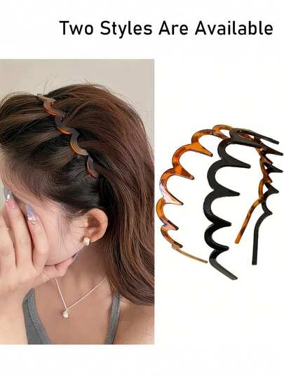 Retro Wavy Headband - Non-Slip Tooth-Shaped Headband, Tortoiseshell And Black - Suitable For Daily Wear And Valentine's Day. Daily Headband | Wavy Hair Accessory | Tooth-Shaped Headband | Hair Accessory | Firmly Holds Hairstyle Without Damaging Hair, Suitable For Daily Wear. Hairband Diadema Hair Hoop
