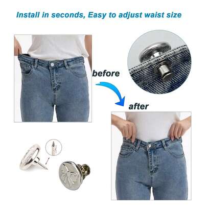 5pcs Random Style & Color Denim Jeans Buttons, Suitable For Loose Jeans, Detachable Waist Cincher - Unisex Reusable Metal Snap Replacement
