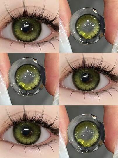 2 piezas Lentes de belleza cosméticos, lentes de contacto de color de diámetro exagerado, sin receta, 0 grado, nuevo conveniente para viajes, uso diario de reemplazo semestral