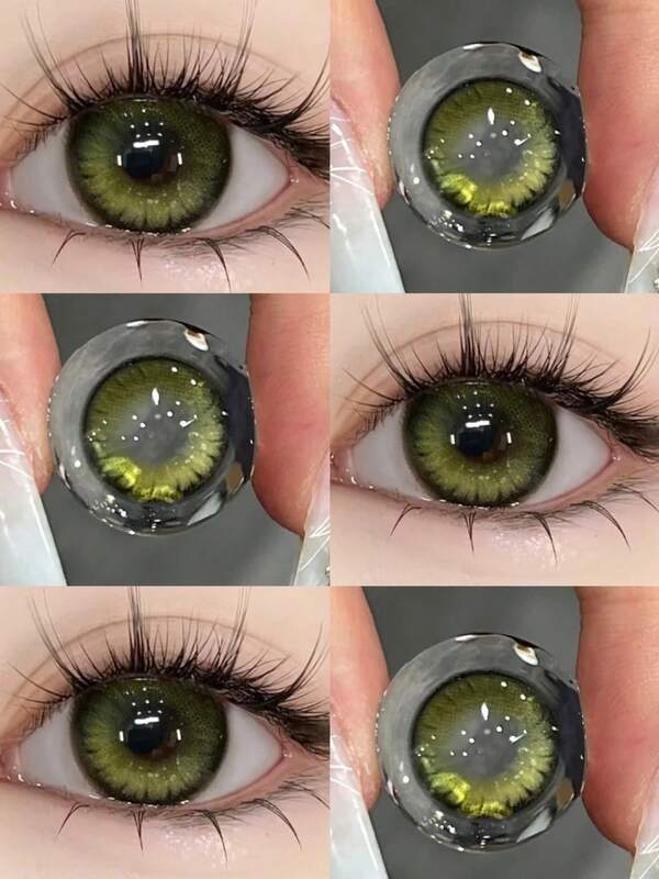 2 piezas Lentes de belleza cosméticos, lentes de contacto de color de diámetro exagerado, sin receta, 0 grado, nuevo conveniente para viajes, uso diario de reemplazo semestral