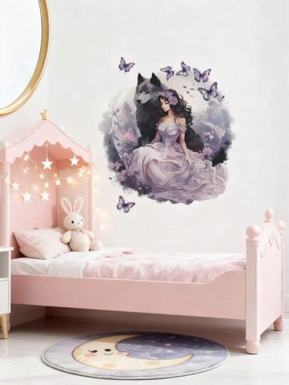 1张壁纸 - 男孩儿童房装饰家居自粘婴儿房装饰女孩房装饰壁纸可移除墙贴，适用于客厅、女孩卧室墙面装饰、窗户贴纸 - 可爱创意墙面艺术儿童房装饰卧室装饰