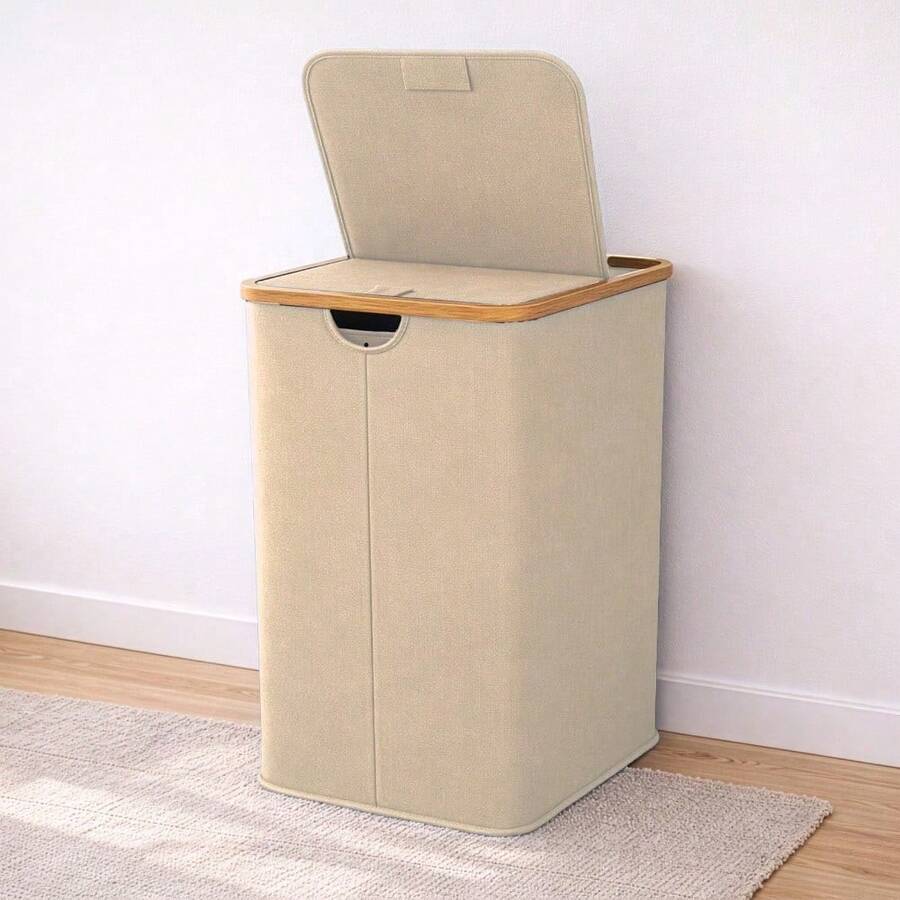140L Laundry Hamper With Lid And 2 Removable Liners Large Capacity For Dirty Clothes Storage In Bedroom Bathroom - 棕色 - 查看 1