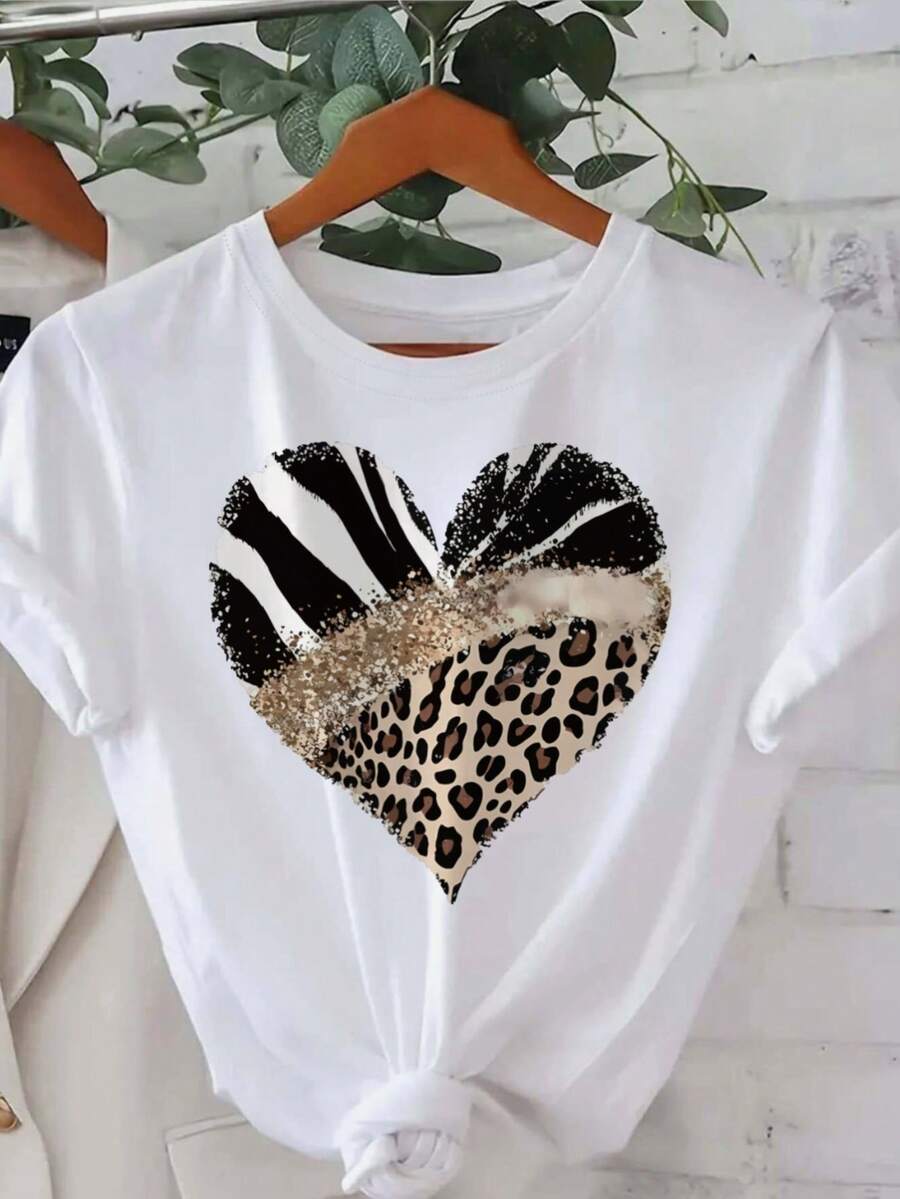 Women's T-Shirt - Zebra Stripe Leopard Print, SpringSummer  Printed Top, Your Best Choice! - White - View 1