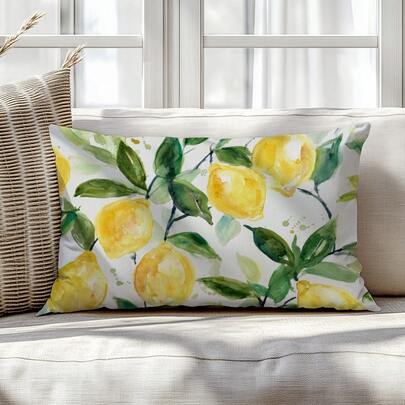1pc Summer Minimalist Lemon Decorative Pillow Cover, Single-Sided Printed Soft Peach Velvet Material, 30*50cm/40*60cm Cushion Cover For Modern Fabric Sofa Indoor Decor, Party
