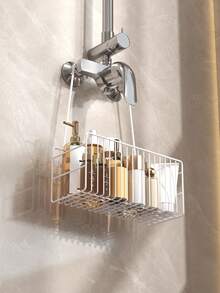 1个悬挂式淋浴置物架，无需钻孔，浴室收纳架，洗漱用品架，适合存放淋浴用品和护肤品，金属材质，浴室配件 - H/W - 查看 2