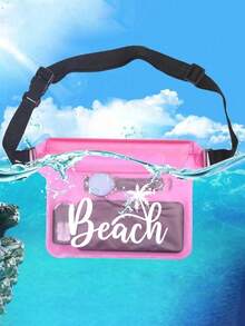 Large Capacity Waterproof Waist Bag With Beach Pattern, Adjustable Waistband, Made Of PVC Material. This Large Capacity Waist Bag Has A Three-Layer Sealing Design, And A Waterproof Phone Pouch With Touch Screen Function. - Multicolor - View 3