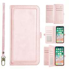 For IPhone 17/17 Air/17 Pro Max/16/11/12/13/14/15 Pro Max/15 Plus/13 Mini Wallet Case, Wireless Charging Compatible, Flip Folio Leather-Style Phone Case With Card Holder, Magnetic Closure Credit Card Slot, Protective Wallet Cover, Best Choice For Holidays And Birthday Gifts - 粉色 - 查看 2