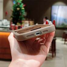 2 Stück: Braune selbstklebende Kartenfach Handyhülle mit schwarzer Katzen Grafik, stoßfeste TPU Rundum-Schutzabdeckung - Braun - Übersicht 2