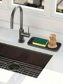 1 PieceSilicone Kitchen Sink Caddy Tray For Sponge, Soap Dispenser & Bathroom Storage, Versatile Countertop Organizer - Multicolor - View 5