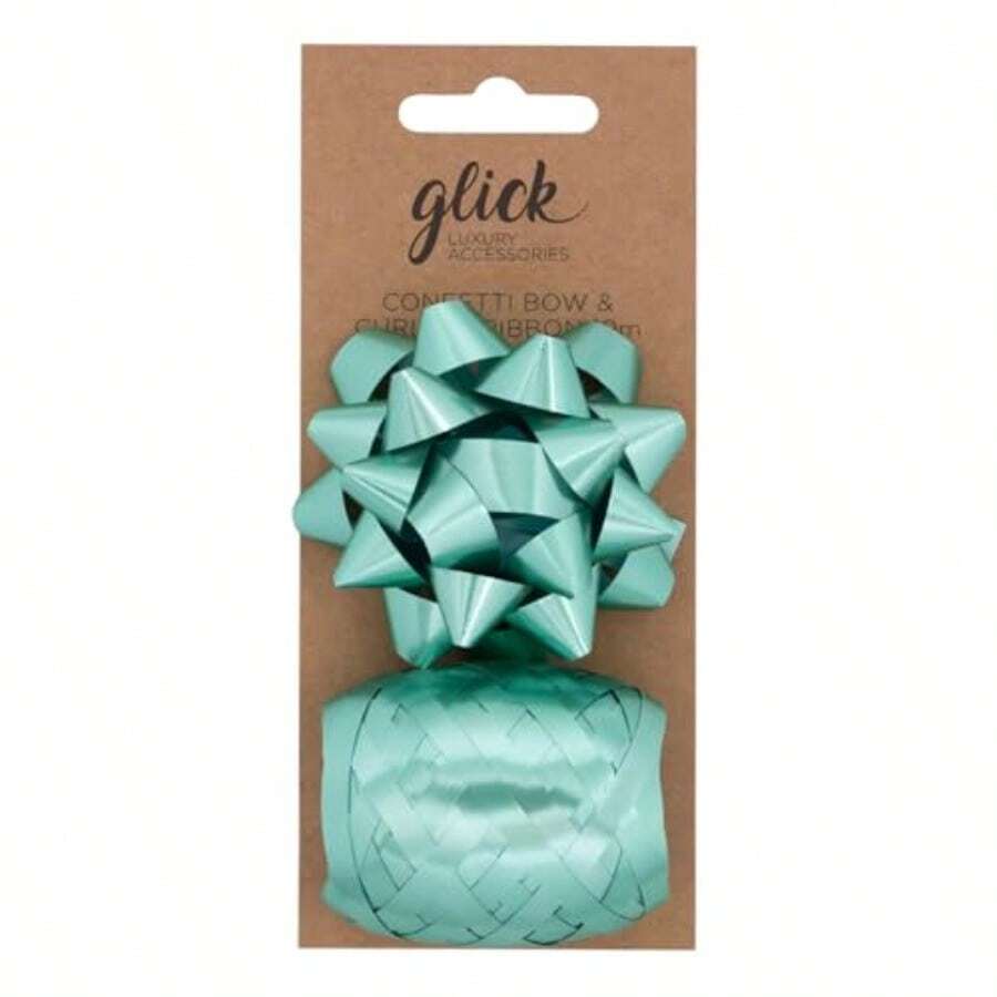 Luxury Bow And Curling Ribbon For Gift Wrapping Arts And Crafts Aqua Bow 7cm X 7cm Aqua Ribbon 10 Metres  Syz - Aqua - View 1