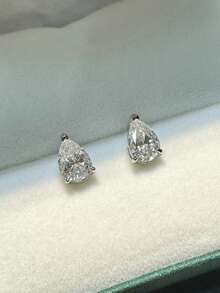 2pcs 925 Silver 1-3 Carat Moissanite Stud Earrings, Suitable For Women's Daily Wear, Commute, Party, Vacation, Birthday, New Year, Valentine's Day, Mother's Day, Wedding Anniversary, Engagement, Christmas Jewelry Gift - Silver - View 3